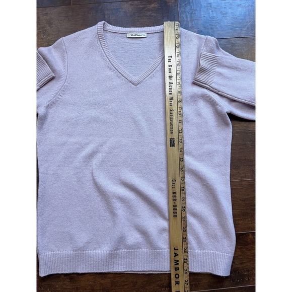 WoolOver Womens Pink V-Neck 100% Lambswool Sweater Womens Size Large - Picture 5 of 6
